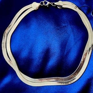 Aqua double Herringbone necklace NWT from Bloomingdales